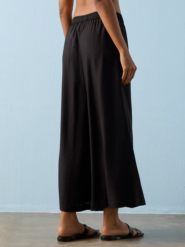 Utsa Black Solid Palazzos - Image 4