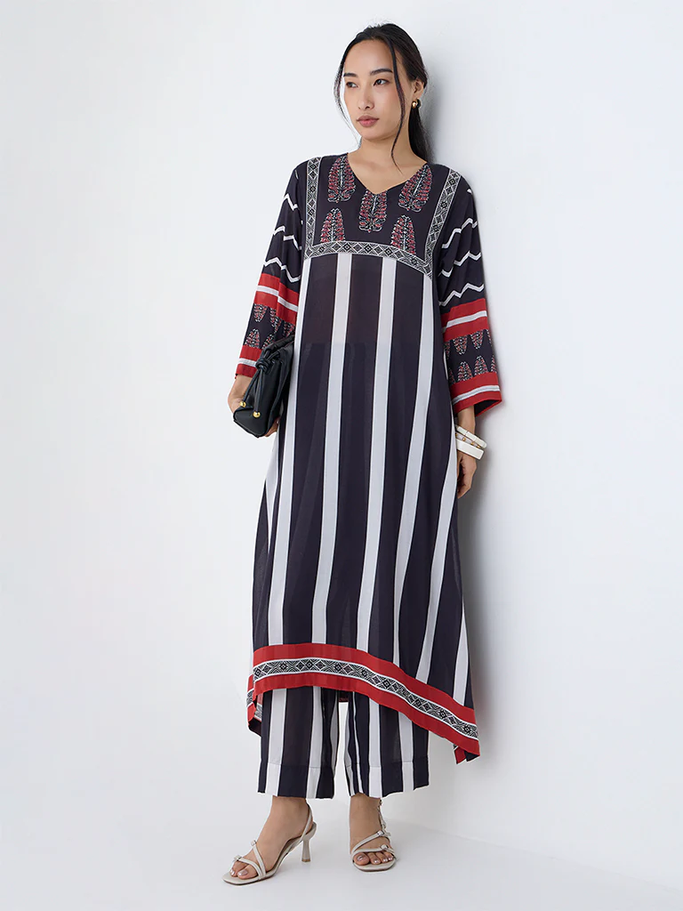 Utsa Black Striped Pants - Image 2
