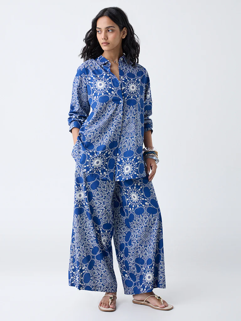Utsa Blue Mandala-Inspired Palazzos - Image 2