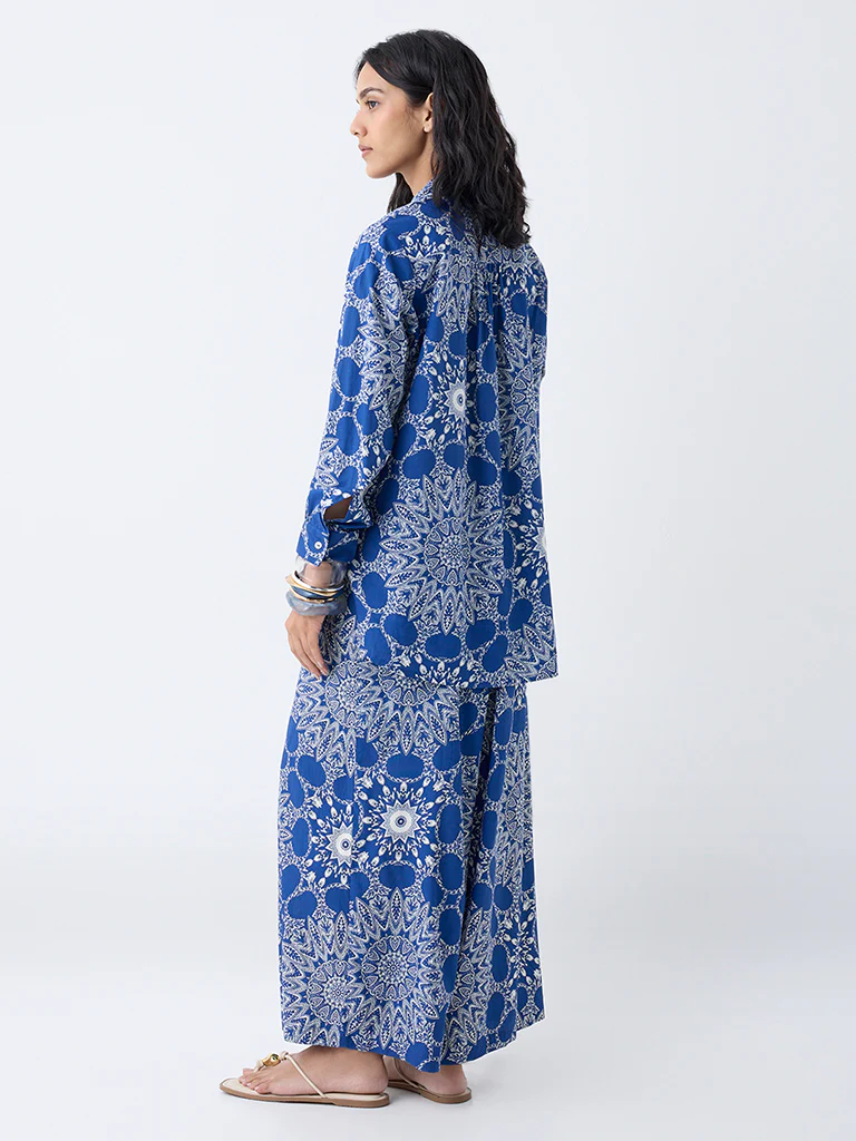Utsa Blue Mandala-Inspired Palazzos - Image 4