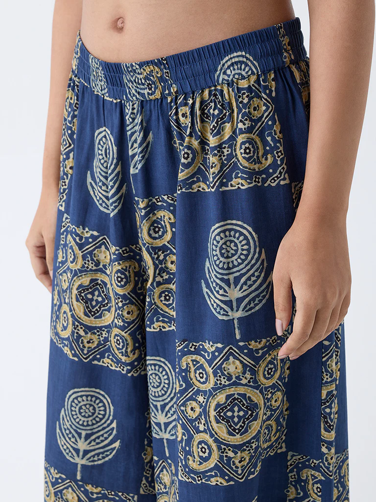 Utsa Blue Printed Palazzos - Image 3