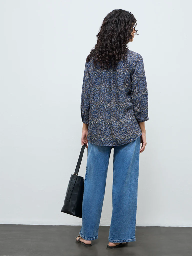 Utsa Blue Printed Tunic - Image 4