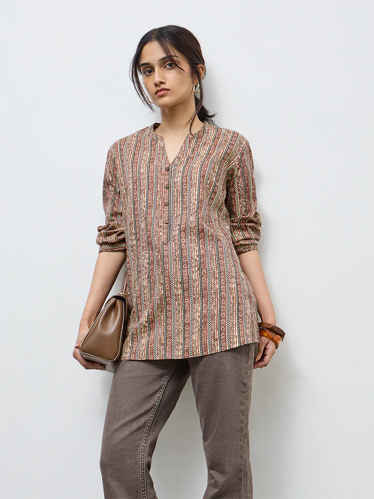 Utsa Brown Printed Tunic