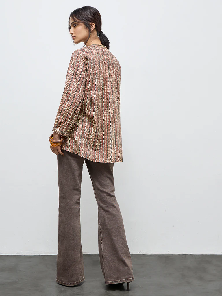 Utsa Brown Printed Tunic - Image 4
