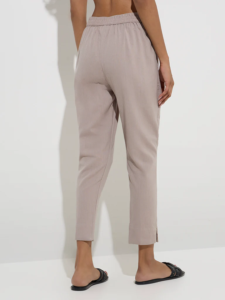 Utsa Brown Solid Cotton Ethnic Pants - Image 4