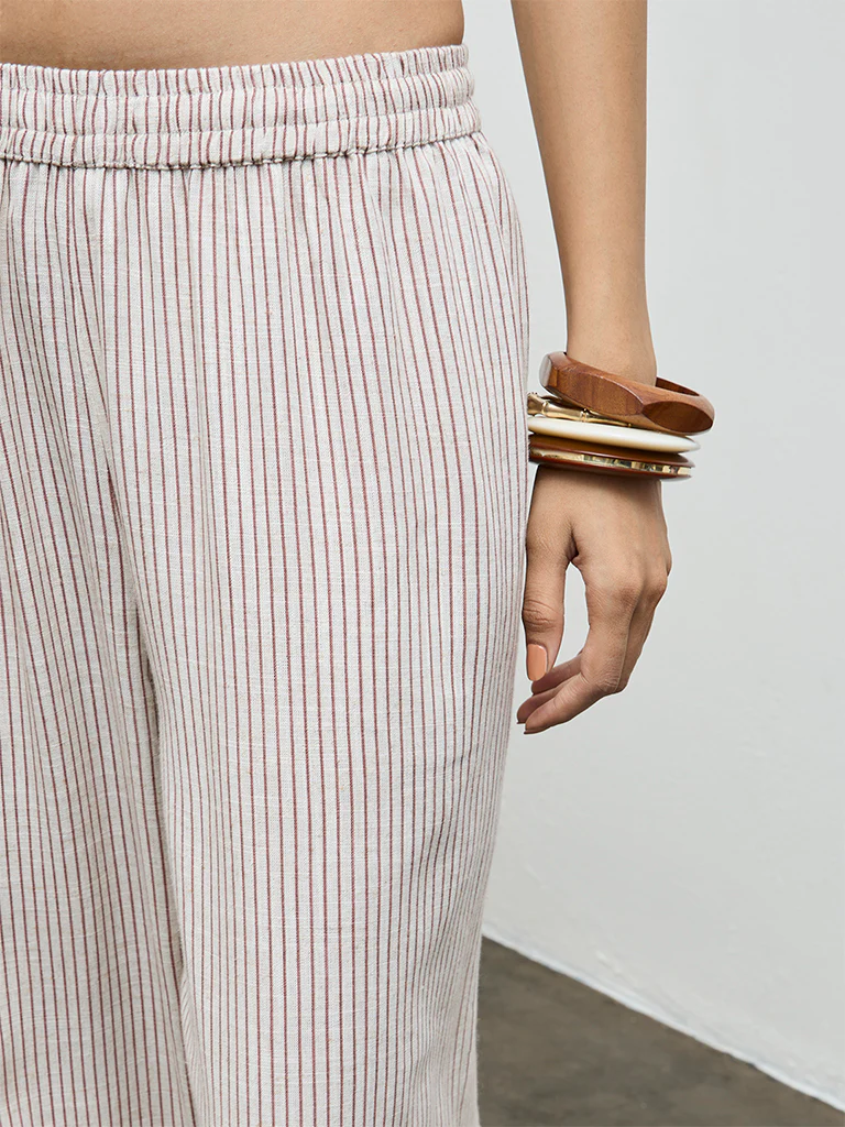 Utsa Brown Striped Pants - Image 3