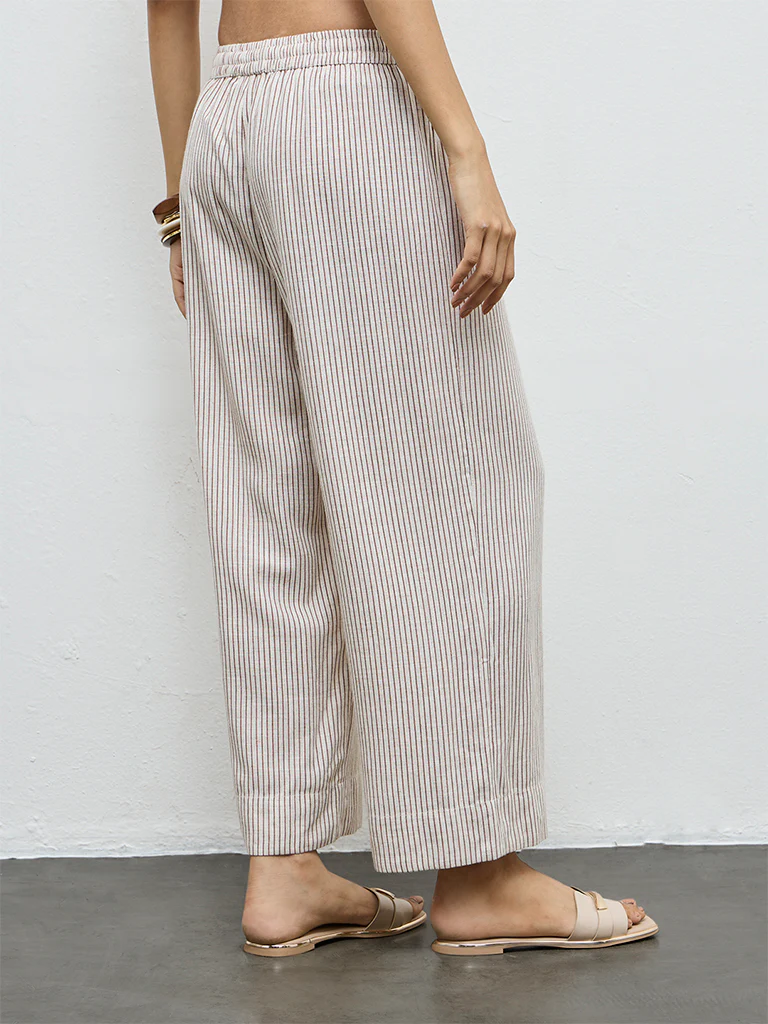 Utsa Brown Striped Pants - Image 4