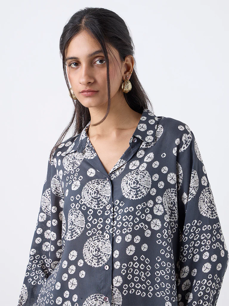 Utsa Charcoal Printed Tunic - Image 3