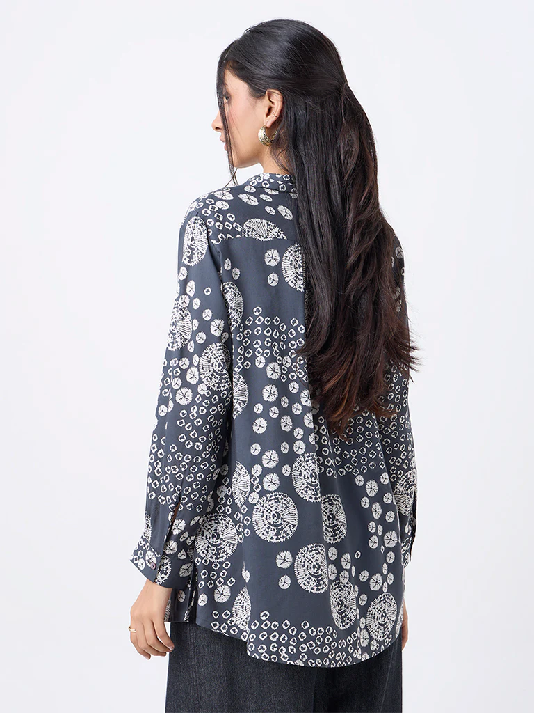 Utsa Charcoal Printed Tunic - Image 4
