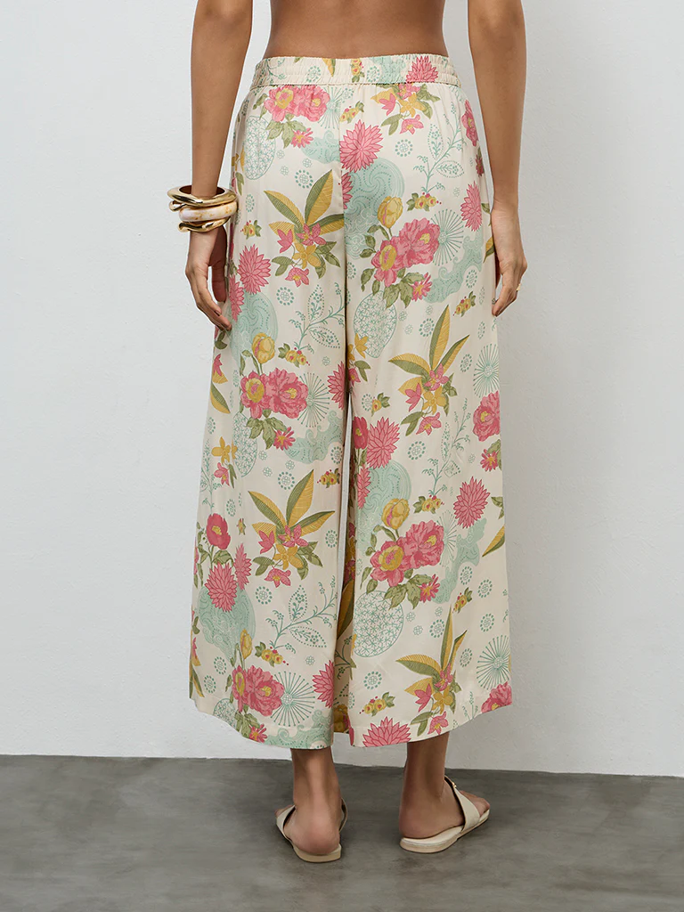 Utsa Cream Botanical Design Palazzos - Image 3