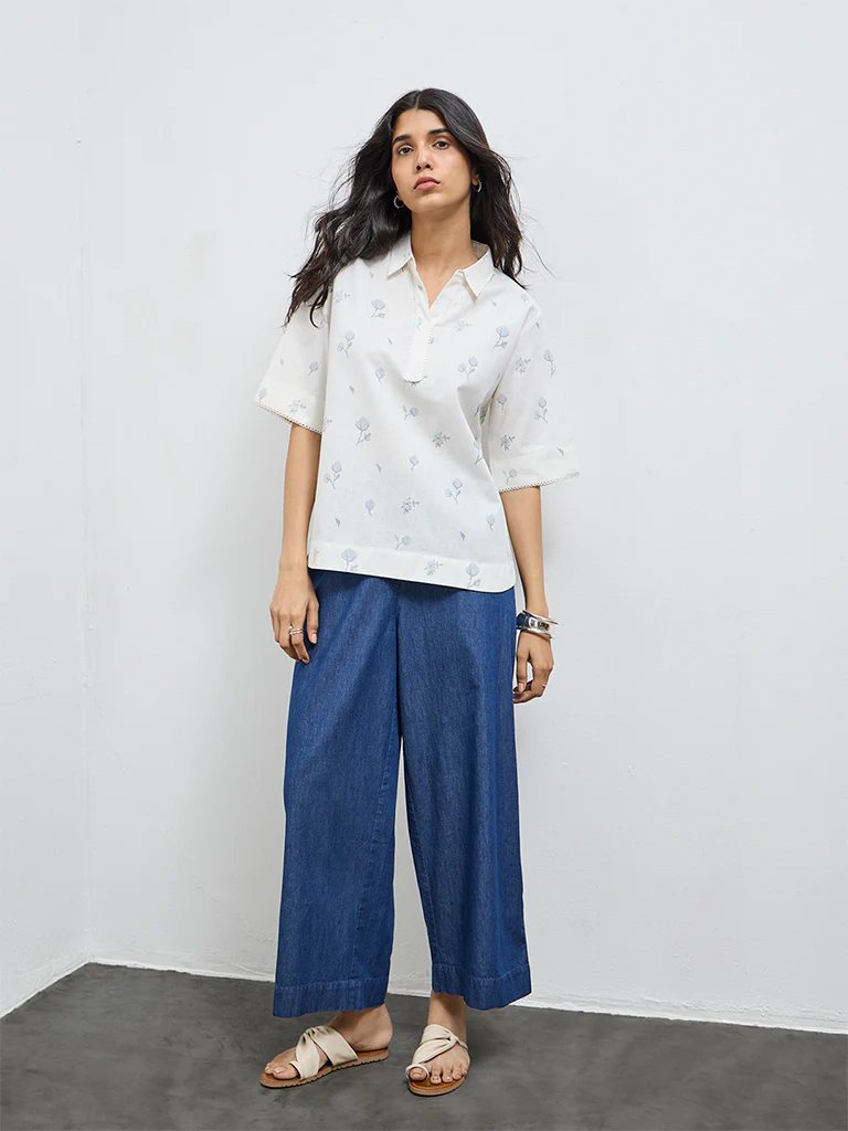 Utsa Dark Blue Denim Pants - Image 2
