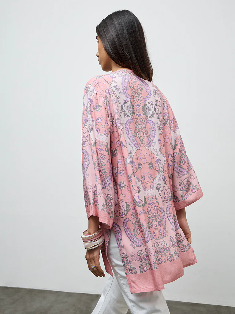 Utsa Dusty Pink Argyle Printed Tunic - Image 4