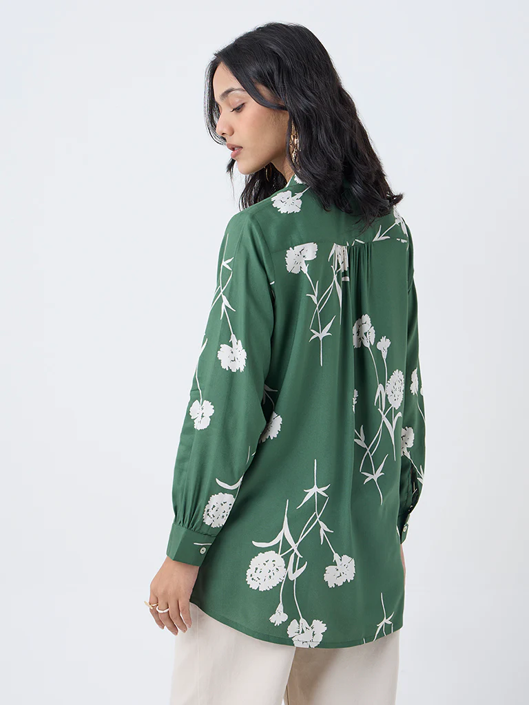 Utsa Green Floral Design Tunic - Image 4