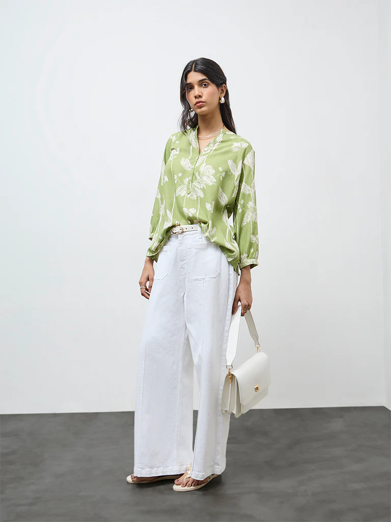 Utsa Green Floral Tunic - Image 2