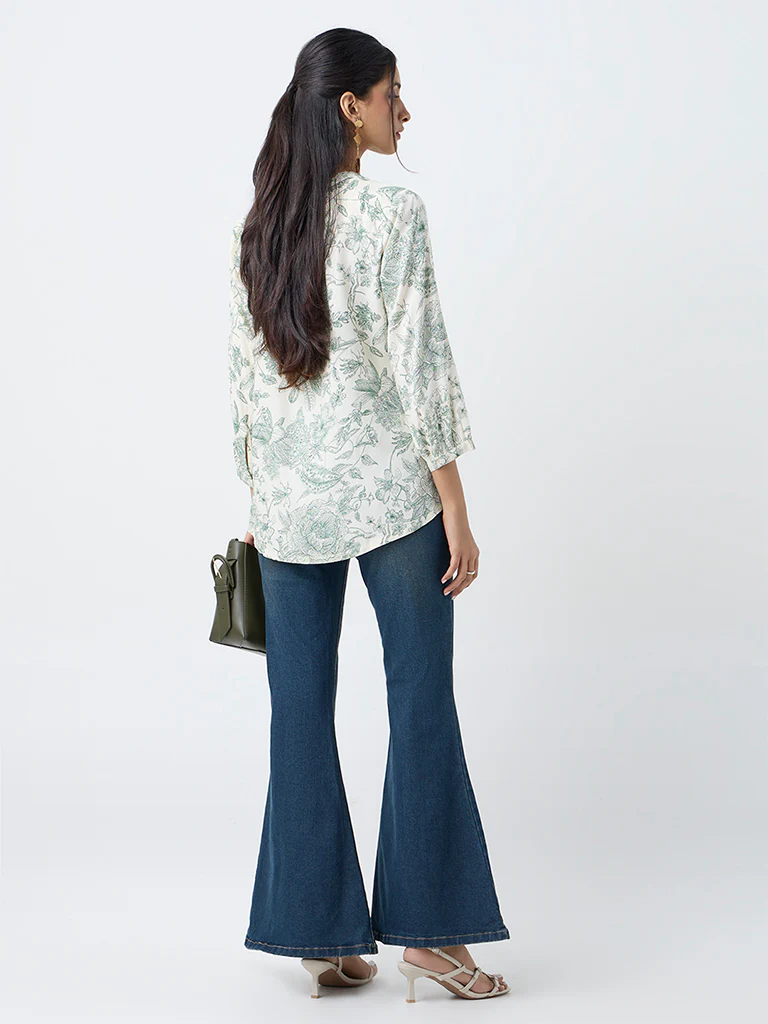 Utsa Green Foliage Printed Tunic - Image 4