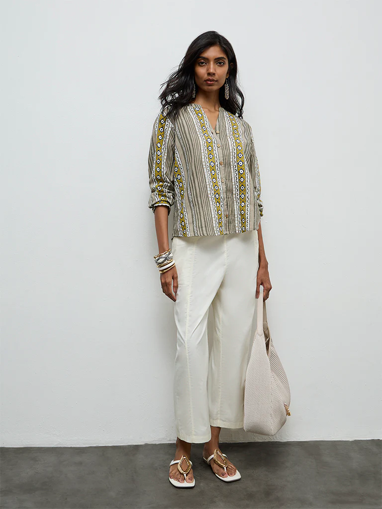 Utsa Green Printed Cotton Tunic - Image 2