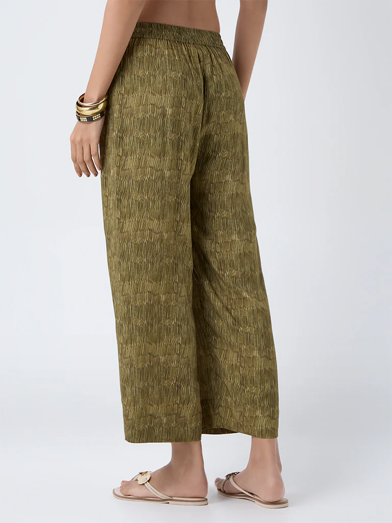 Utsa Green Printed Pants - Image 4