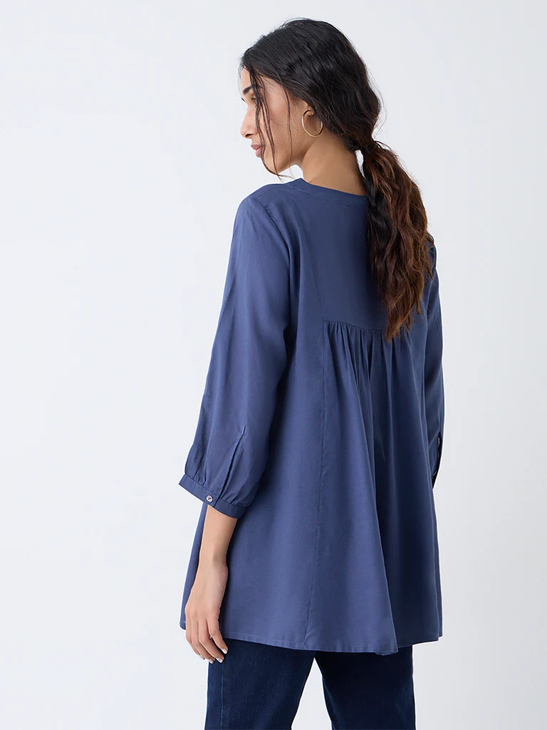 Utsa Indigo Embroidered Tunic - Image 4