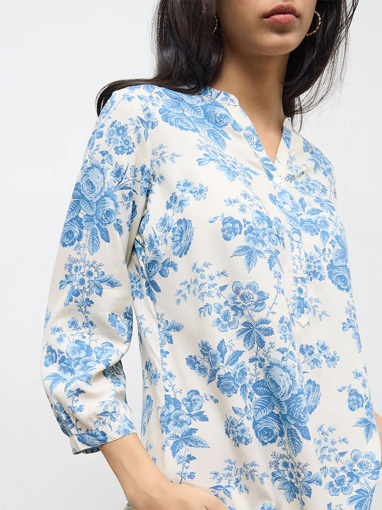 Utsa Indigo Floral Tunic - Image 3