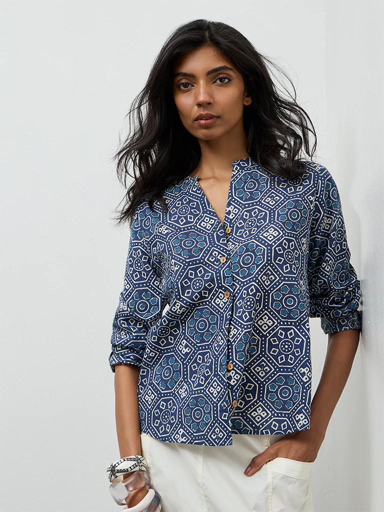 Utsa Indigo Printed Cotton Tunic