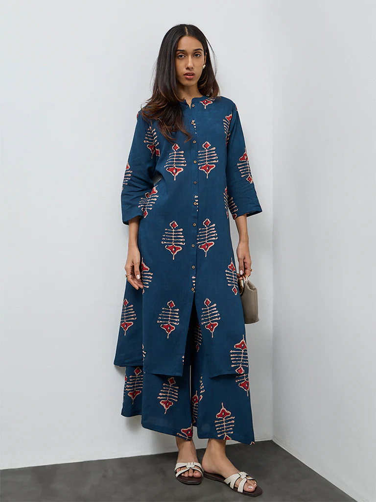Utsa Indigo Printed Palazzos - Image 2