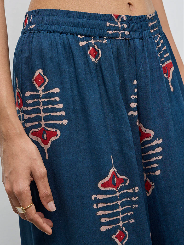 Utsa Indigo Printed Palazzos - Image 3