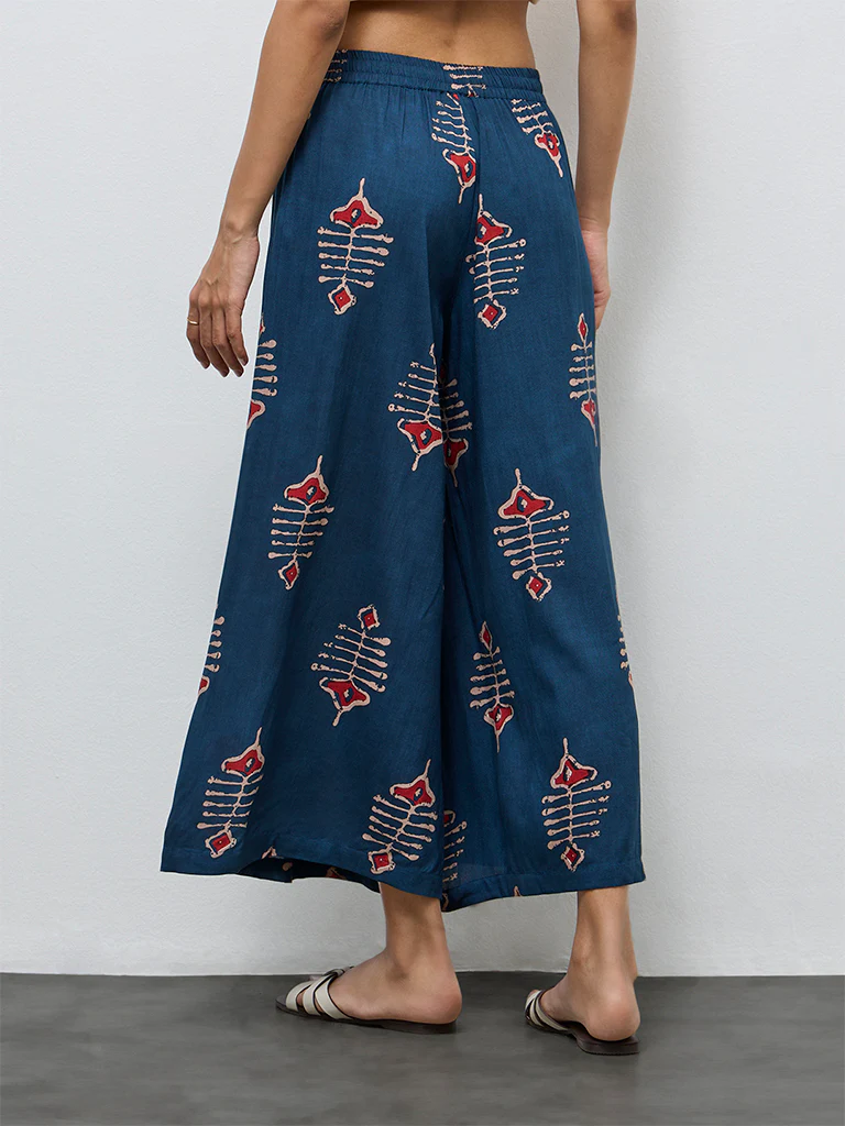 Utsa Indigo Printed Palazzos - Image 4