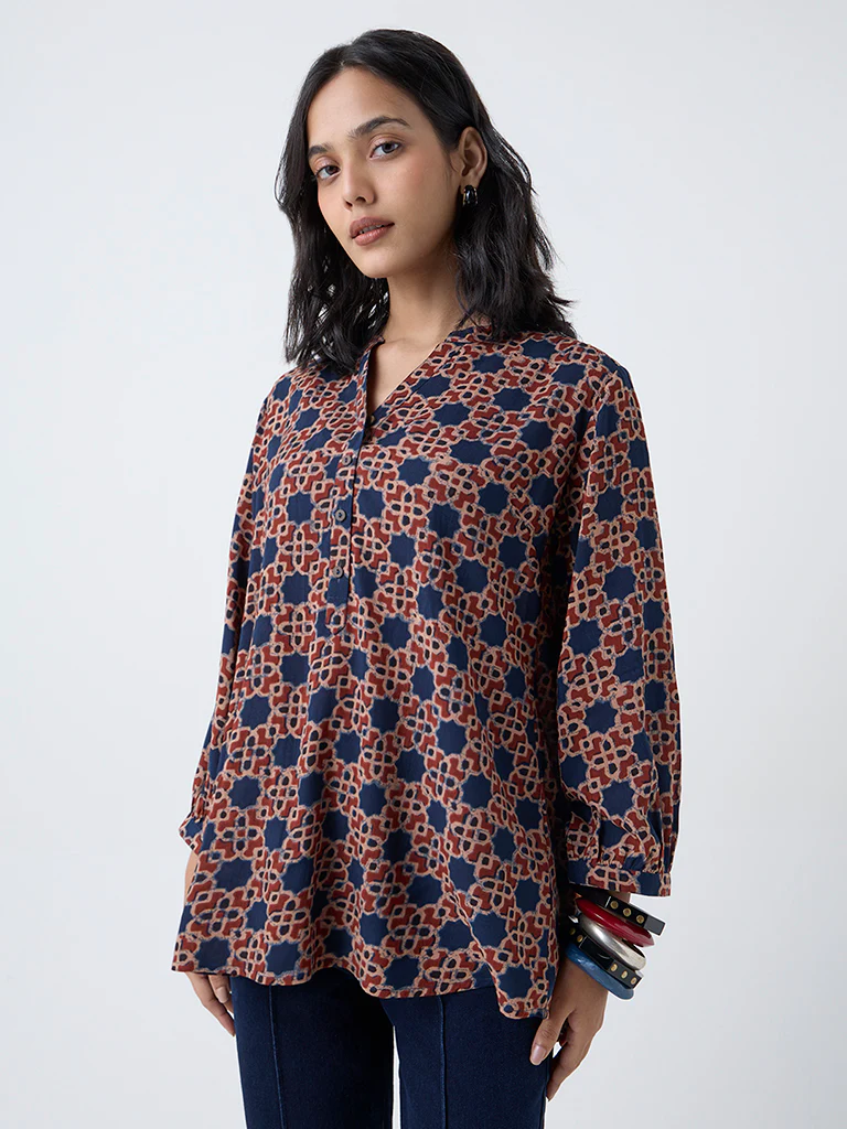 Utsa Indigo Printed Tunic - Image 2