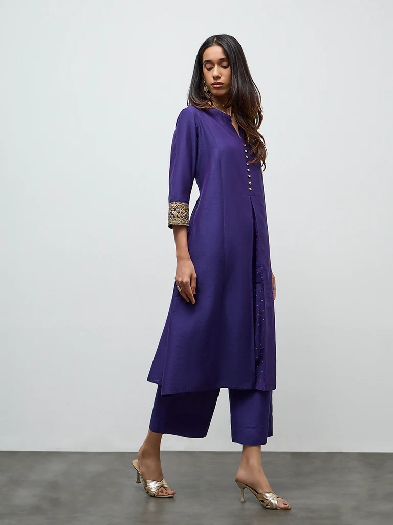 Utsa Indigo Solid Pants - Image 2