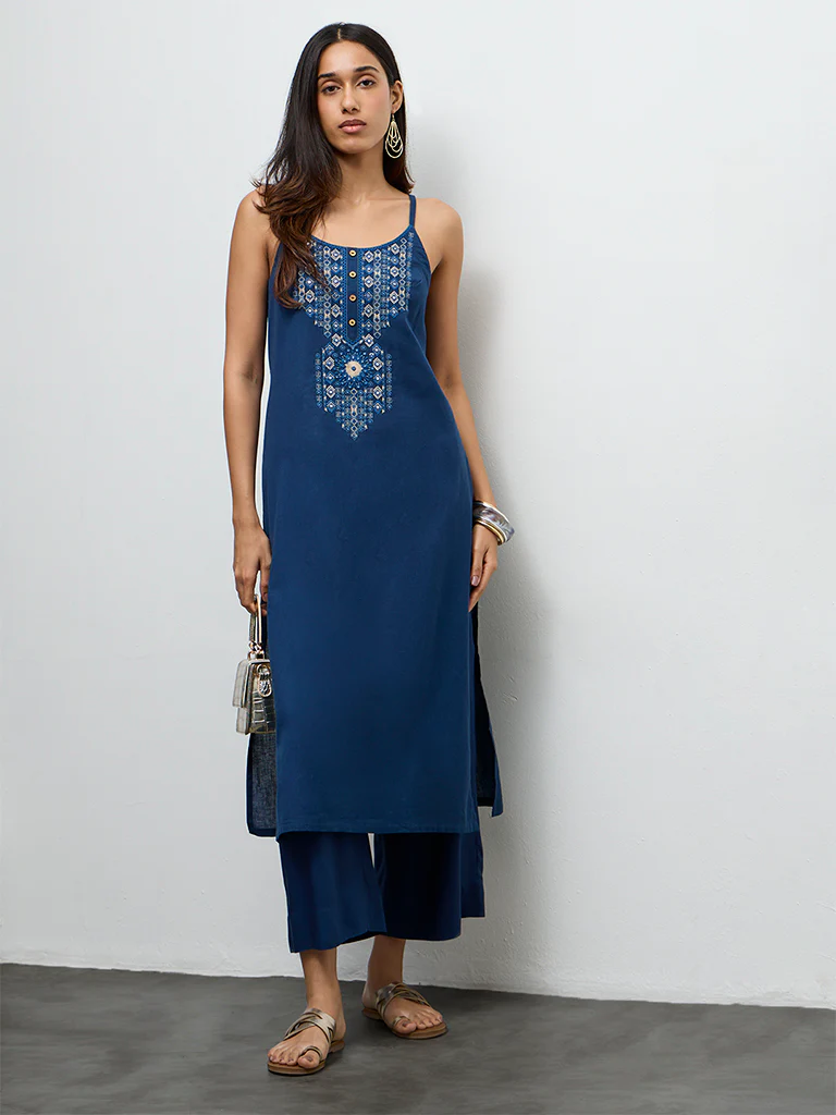 Utsa Indigo Solid Pants - Image 2