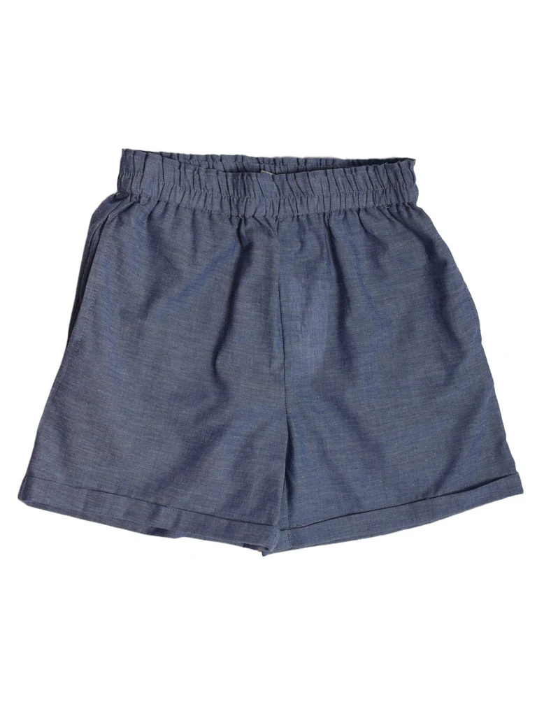 Utsa Kids Girls Blue Solid Cotton Shorts - (8-14 yrs) - Image 3