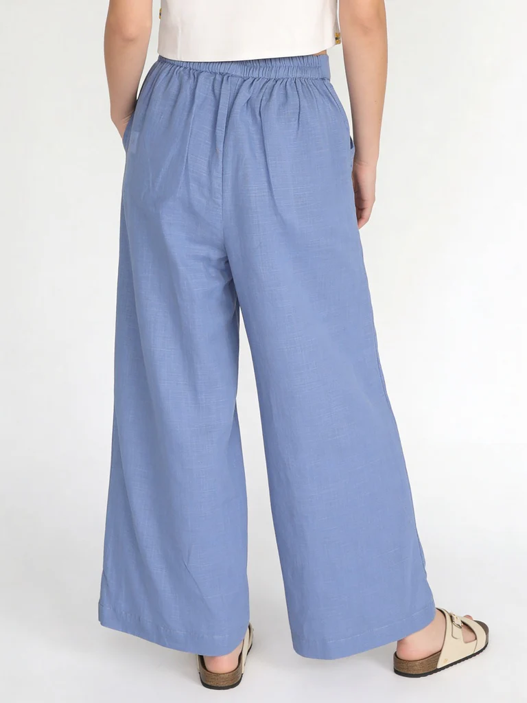 Utsa Kids Girls Blue Solid Cotton Wide-Leg Pants - (8-14 yrs) - Image 2