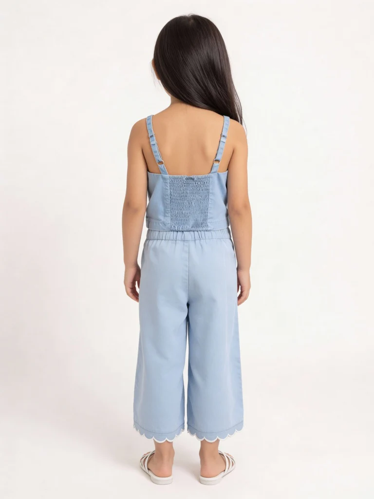 Utsa Kids Girls Blue Solid Denim Pants - (2-8 yrs) - Image 2
