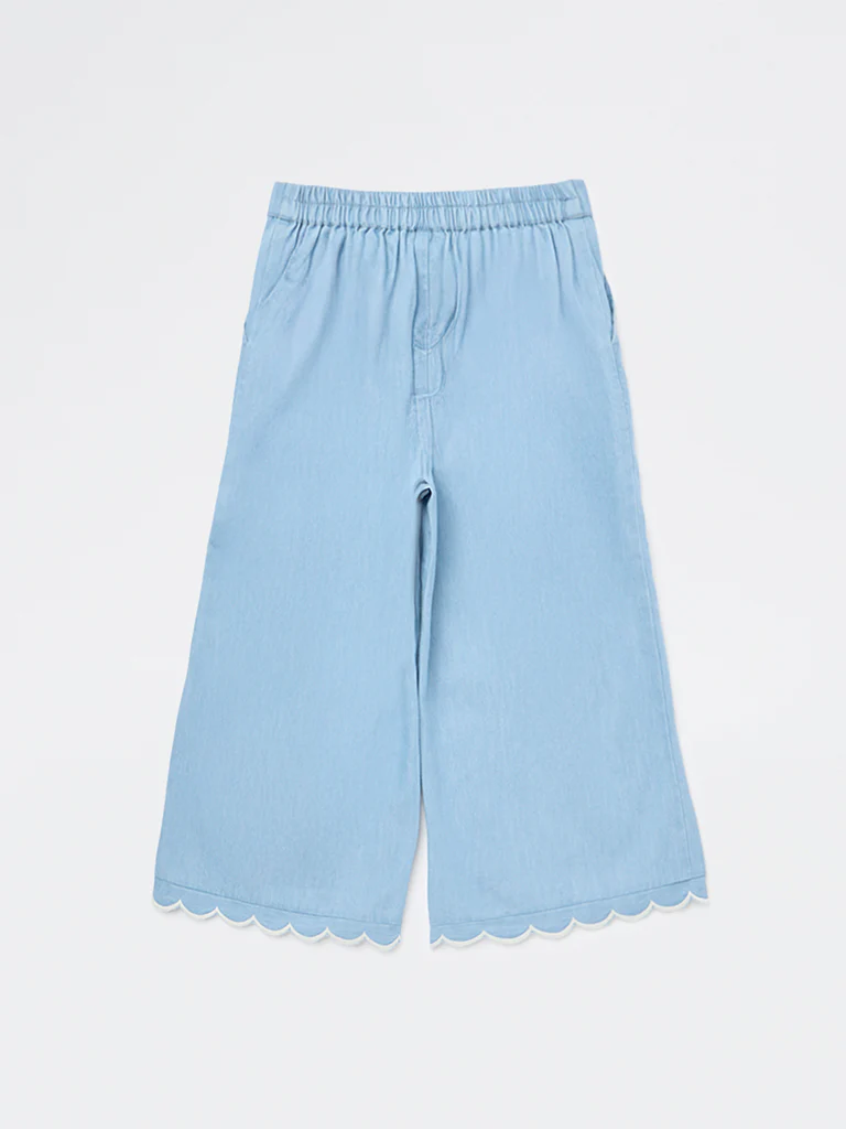 Utsa Kids Girls Blue Solid Denim Pants - (2-8 yrs) - Image 4