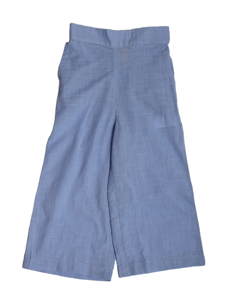 Utsa Kids Girls Blue Wide-Leg Cotton Culotte Pants - (2-8 yrs) - Image 3
