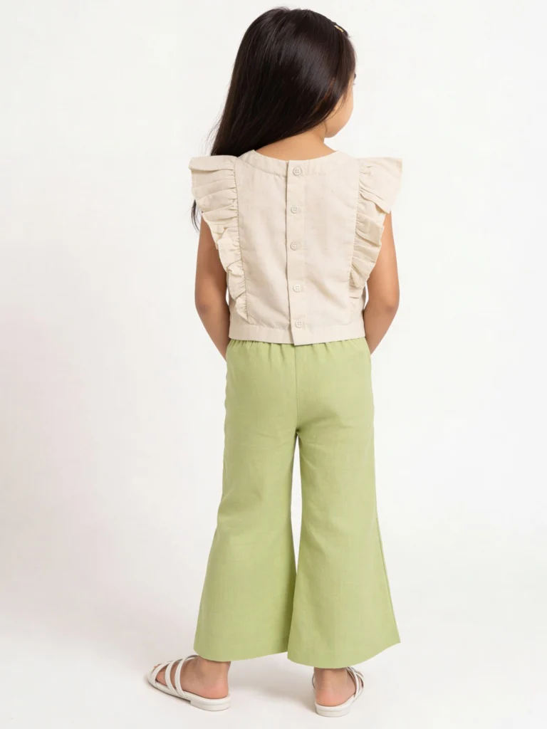 Utsa Kids Girls Green Cotton Ethnic Pants - (2-8 yrs) - Image 2
