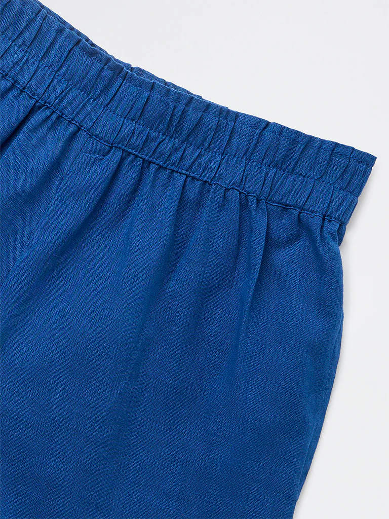 Utsa Kids Girls Indigo Embroidered Mid-Rise Cotton Shorts - (8-14 yrs) - Image 3