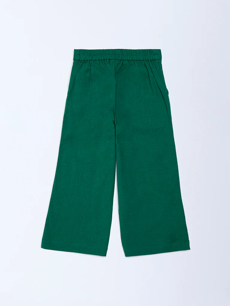 Utsa Kids Girls Jade Green Cotton-Blend Ethnic Pants - (2-8 yrs) - Image 2