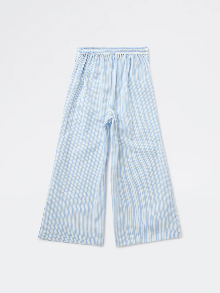 Utsa Kids Girls Light Blue Striped Mid-Rise Cotton-Blend Pants - (8-14 yrs) - Image 2