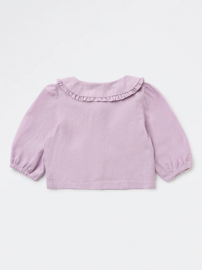 Utsa Kids Girls Lilac Embroidered Cotton-Blend Top - (2-8 yrs) - Image 2