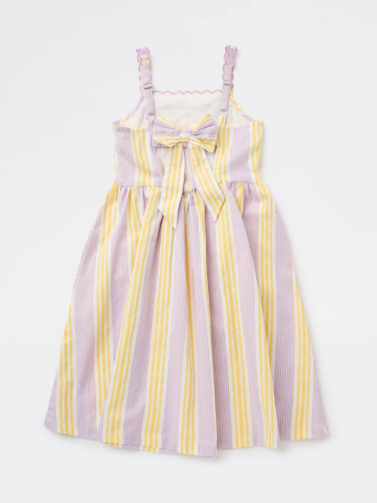 Utsa Kids Girls Multicolour Striped A-Line Cotton-Blend Dress - (8-14 yrs) - Image 2