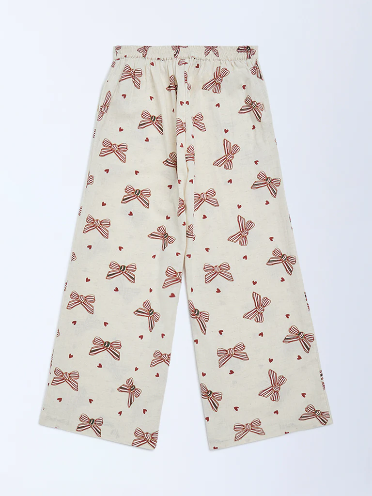 Utsa Kids Girls Off-White Cotton-Blend Pants - (8-14 yrs) - Image 2