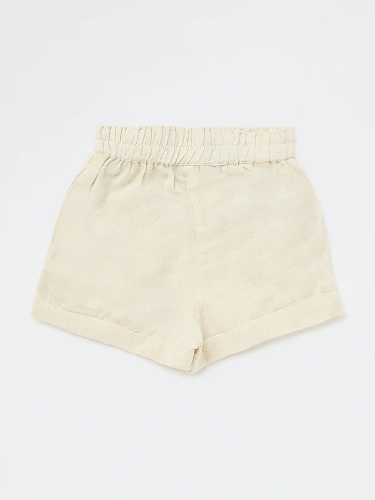 Utsa Kids Girls Off-White Fruit Cotton-Blend Shorts - (2-8 yrs) - Image 4