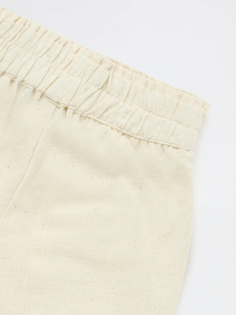 Utsa Kids Girls Off-White Fruit Cotton-Blend Shorts - (2-8 yrs) - Image 5