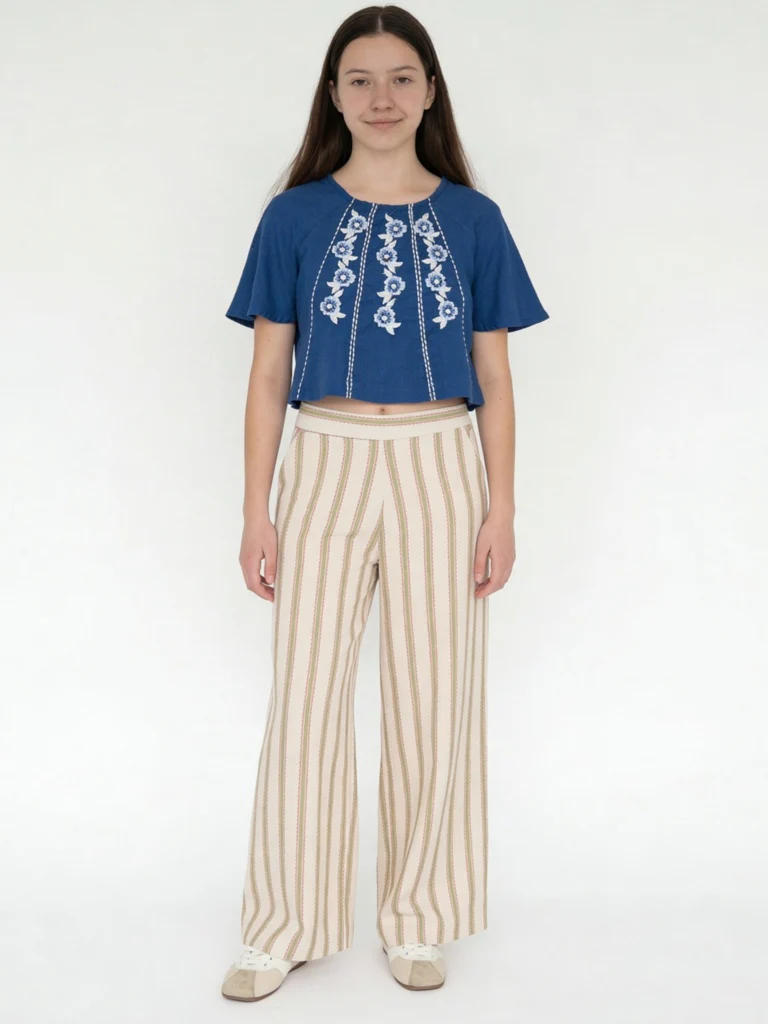 Utsa Kids Girls Off-White Striped Cotton-Blend Ethnic Pants - (8-14 yrs)
