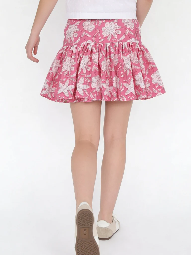 Utsa Kids Girls Pink Floral Print Flared Cotton Skirt - (8-14 yrs) - Image 2