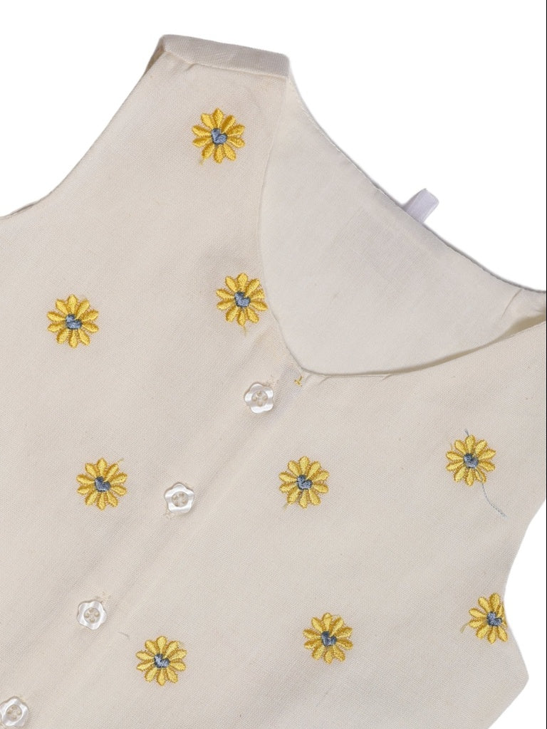 Utsa Kids Girls White Floral Embroidered Cotton-Blend Top - (2-8 yrs) - Image 5