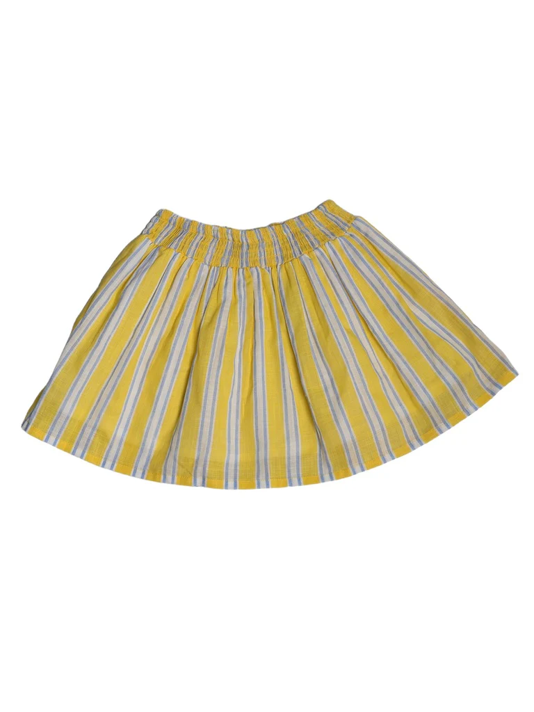 Utsa Kids Girls Yellow Striped Cotton Flared Skirt - (2-8 yrs) - Image 3