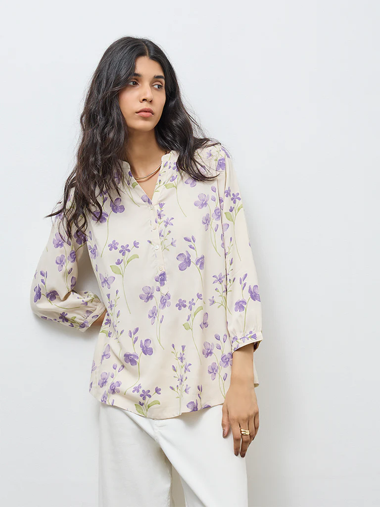 Utsa Lavender Floral Tunic