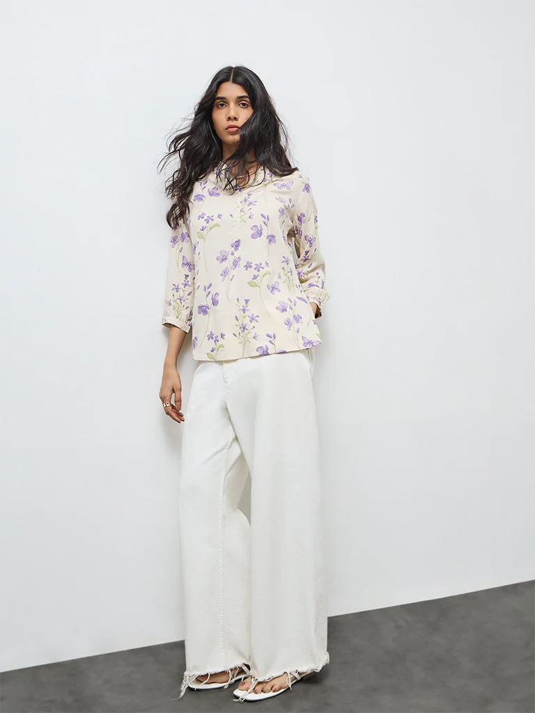 Utsa Lavender Floral Tunic - Image 2